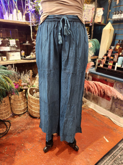 Ruffle bottom Stone Wash Pant  - Free Size ( multiple colors available )