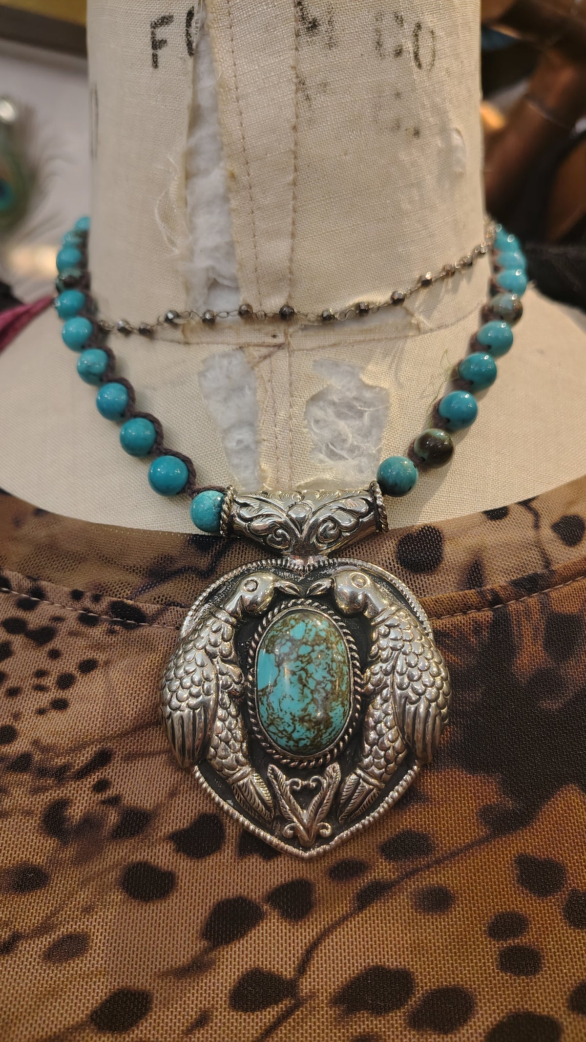 Two Birds Turquoise Necklace