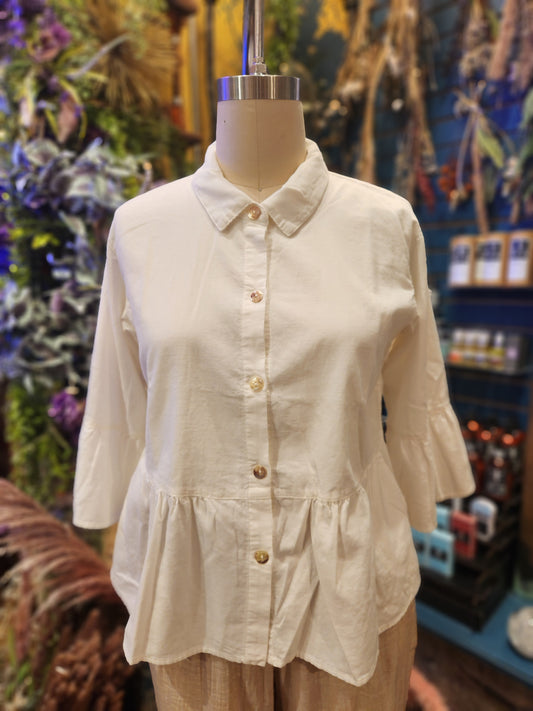 Kleen Linen/ Cotton  Ruffle Crop Jacket
