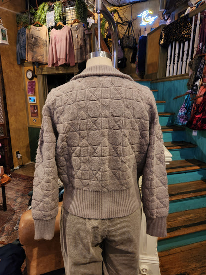 High Neck Zipper Jacket - Brown