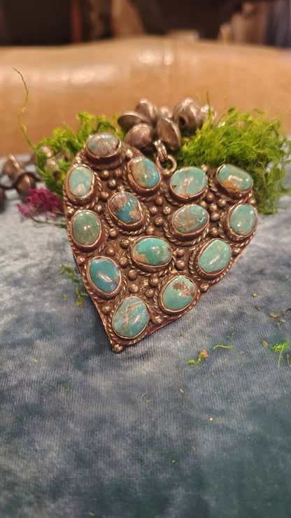 Turquoise Heart Silver Necklace