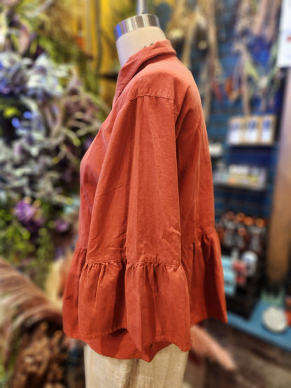 Kleen Linen/ Cotton  Ruffle Crop Jacket