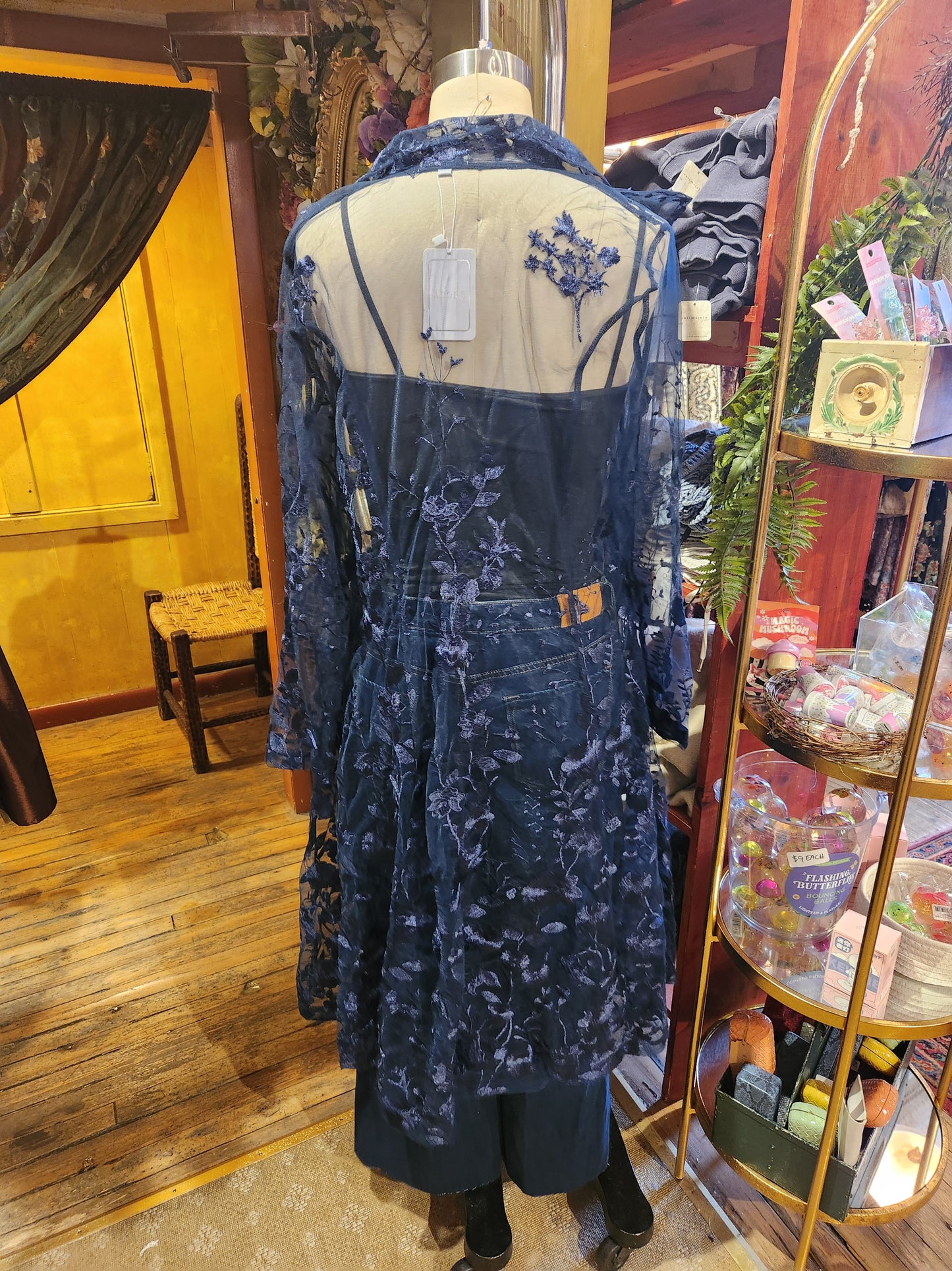 Embroidered Floral Mesh Duster - Multiple Colors