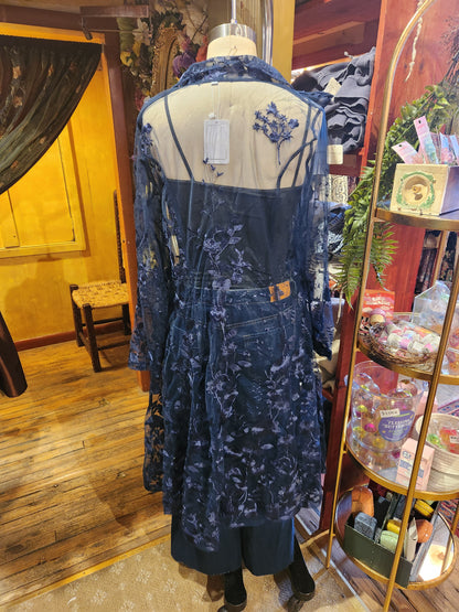 Embroidered Floral Mesh Duster - Multiple Colors