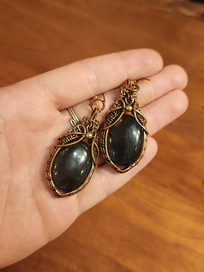 Labradorite Earrings with Copper