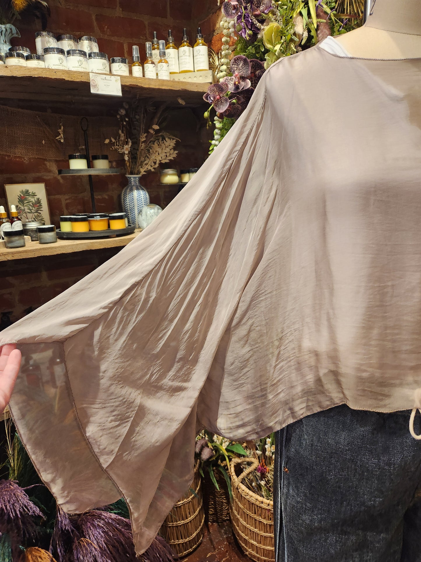 Silk Blend Cape Top  (multiple colors available