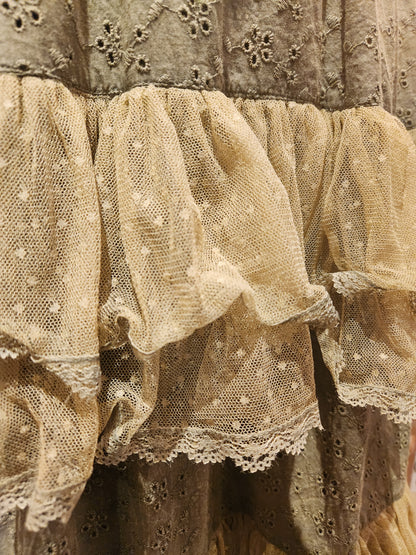 Lace Tier Skirt - Vintage Green