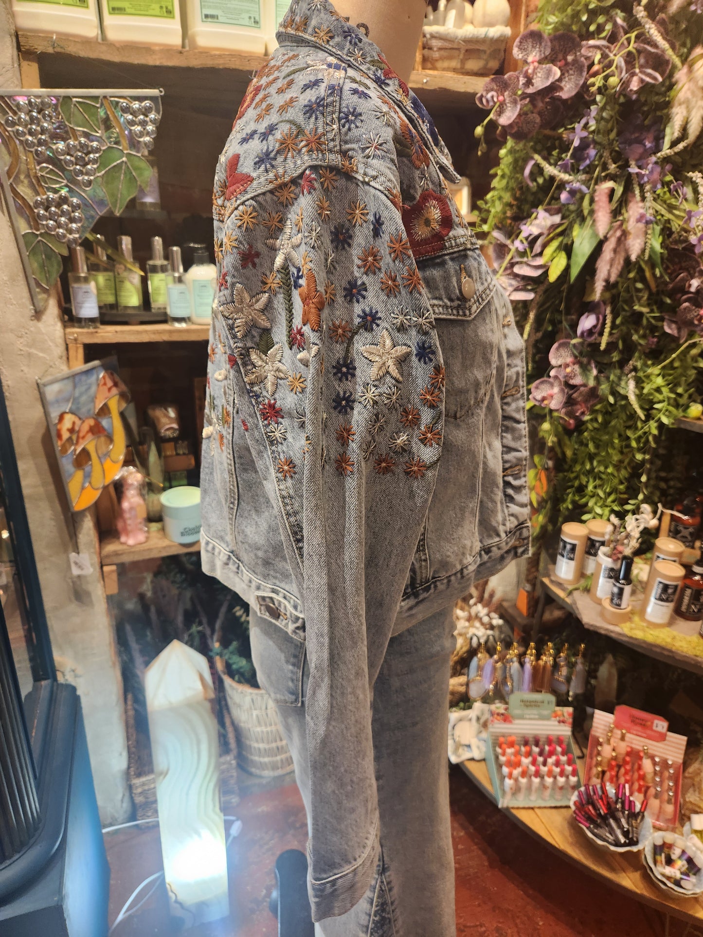 Wildflower embroidered denim jacket