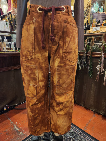 Hand Dyed Moxie Low Slung Drawstring Jeans - Marigold