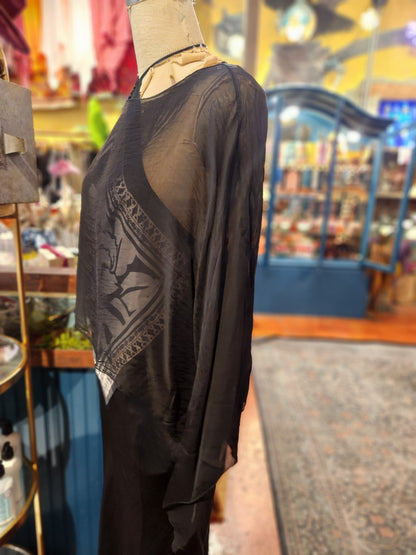 Silk Blend Sheer Cape