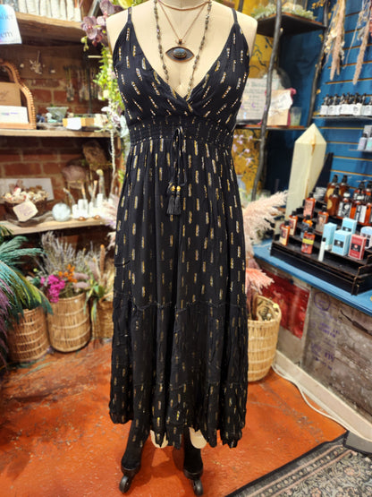 Long Beaded Boho Dress - Free Size
