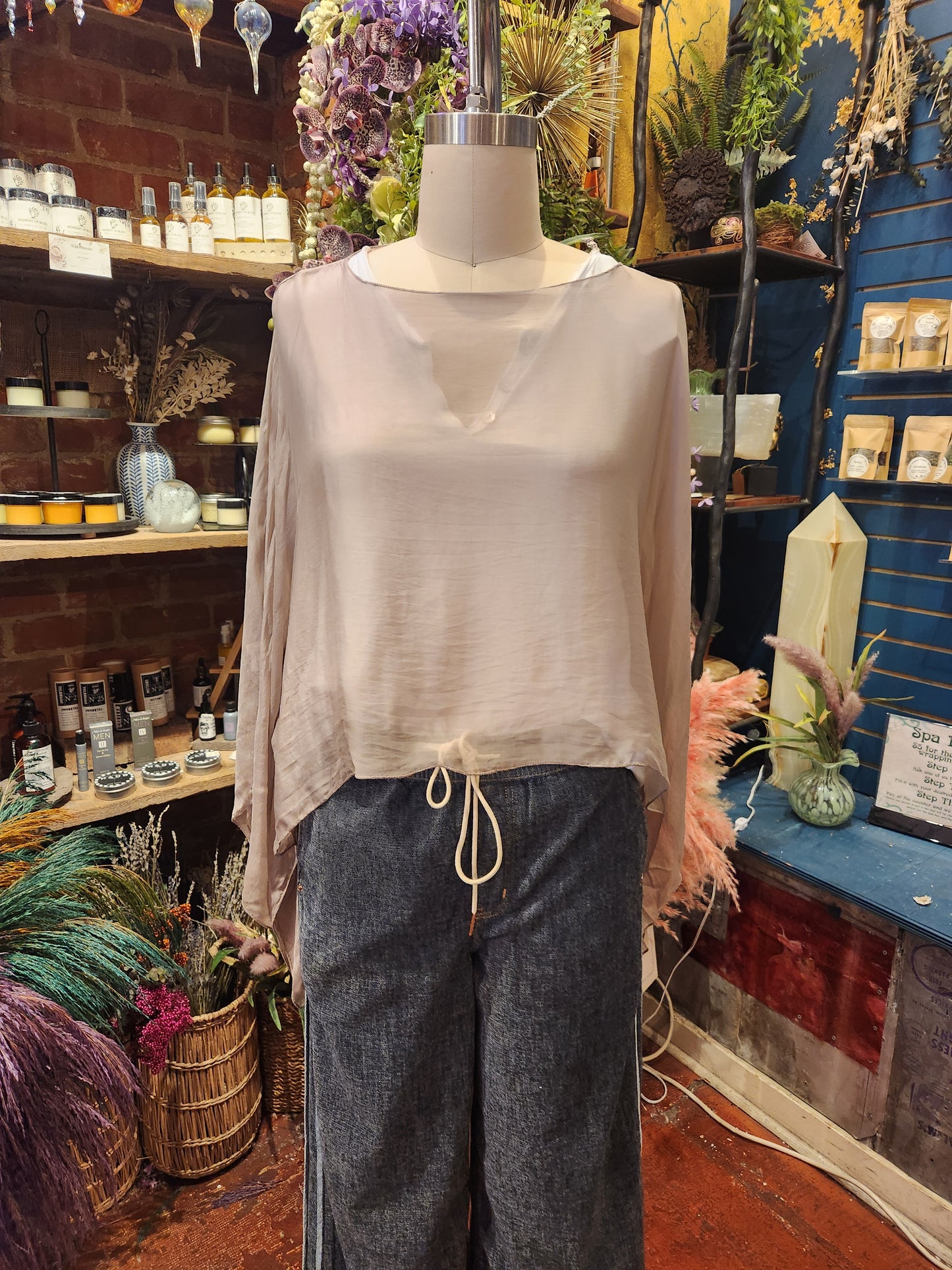 Silk Blend Cape Top  (multiple colors available