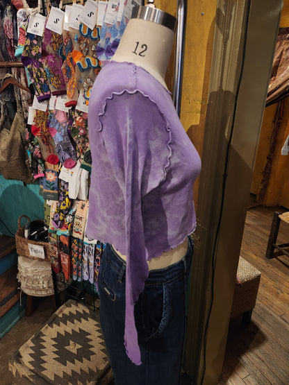 Hand Dyed 'Cutloose' Mesh Top - Purple