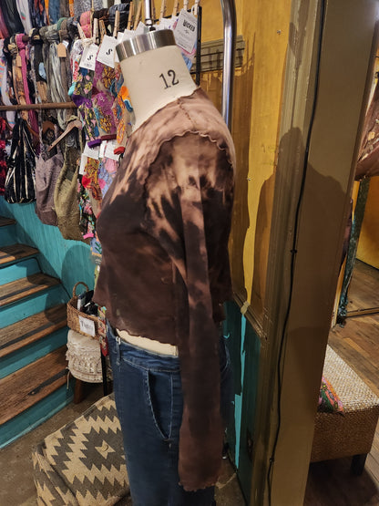 Hand Dyed 'Cutloose' Mesh Top - Chocolate