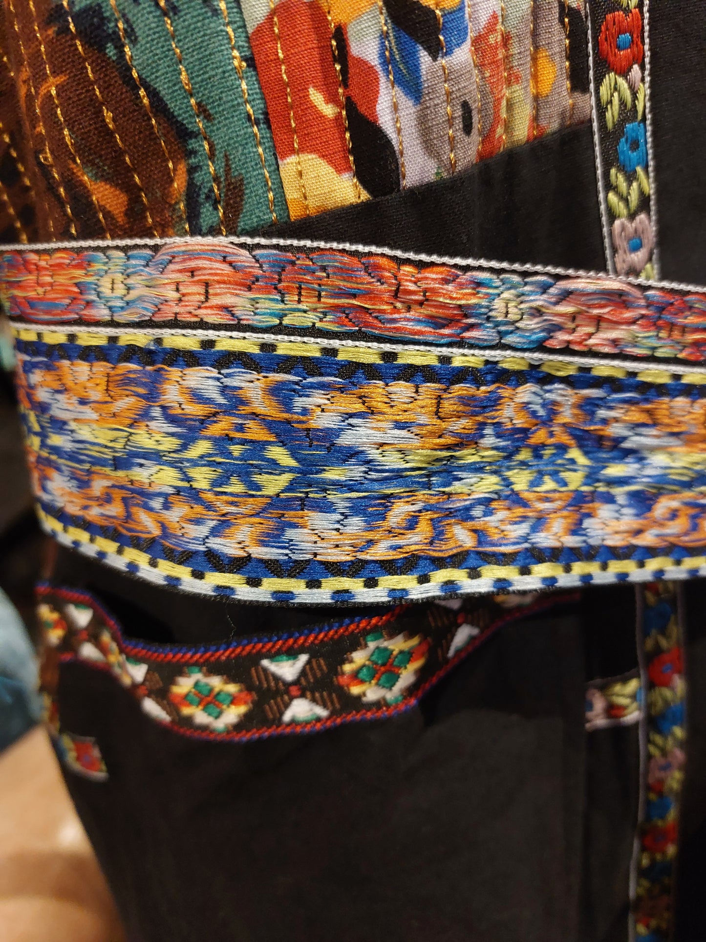 Belted Mixed Media Jacket - Black