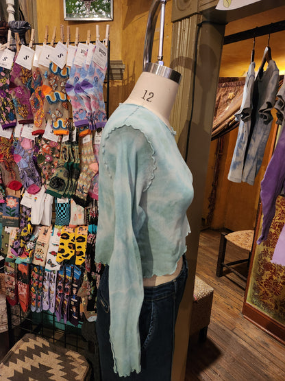 Hand Dyed 'Cutloose' Mesh Top - Blue