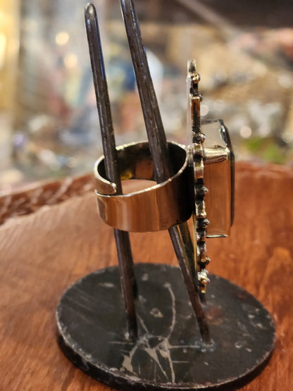 Rectangle Cut Labradorite Ring