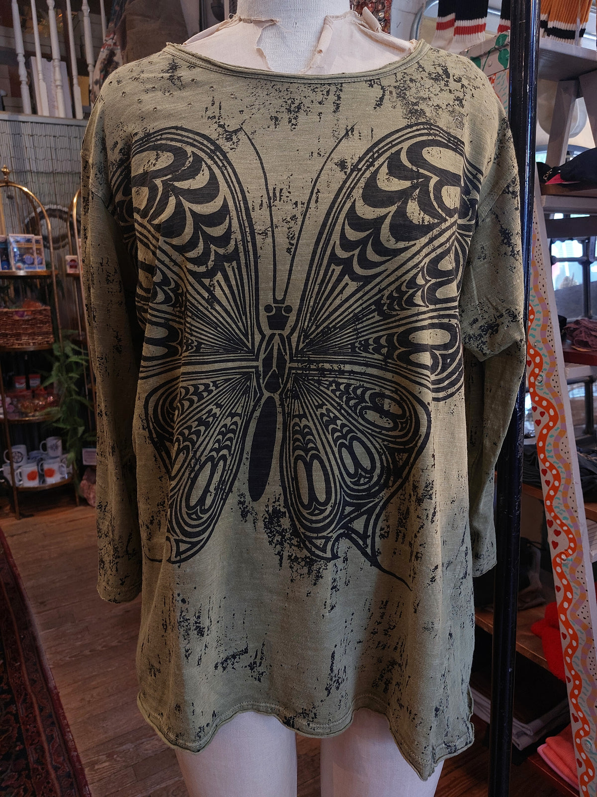 Olive Butterfly Top