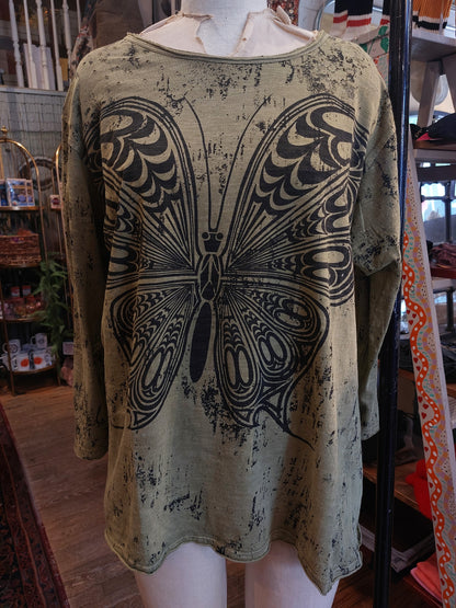 Olive Butterfly Top