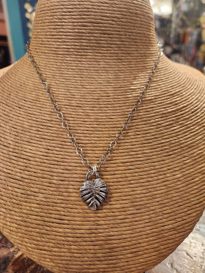 Monstera Charm Sterling Silver Necklace