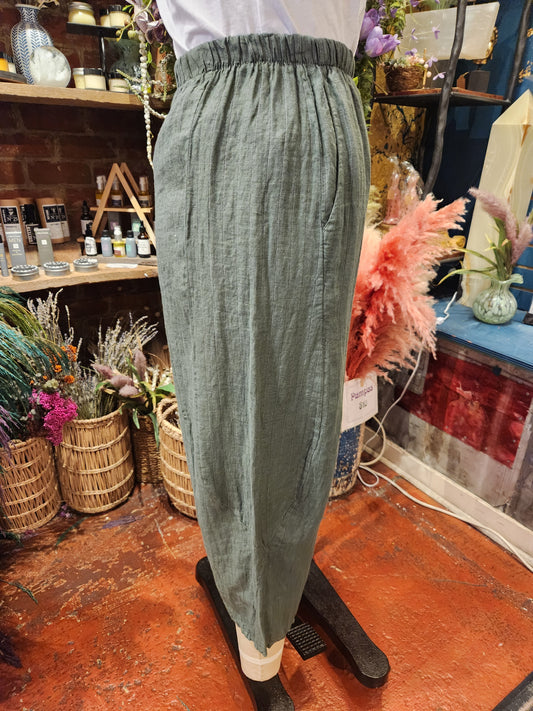 Linen Pinstripe Barrel Pants ( multiple colors available )