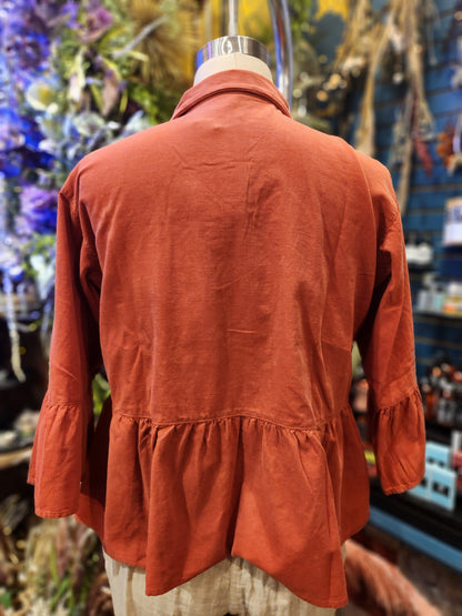 Kleen Linen/ Cotton  Ruffle Crop Jacket