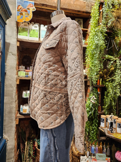 Bandana Quilted Shacket - Sand