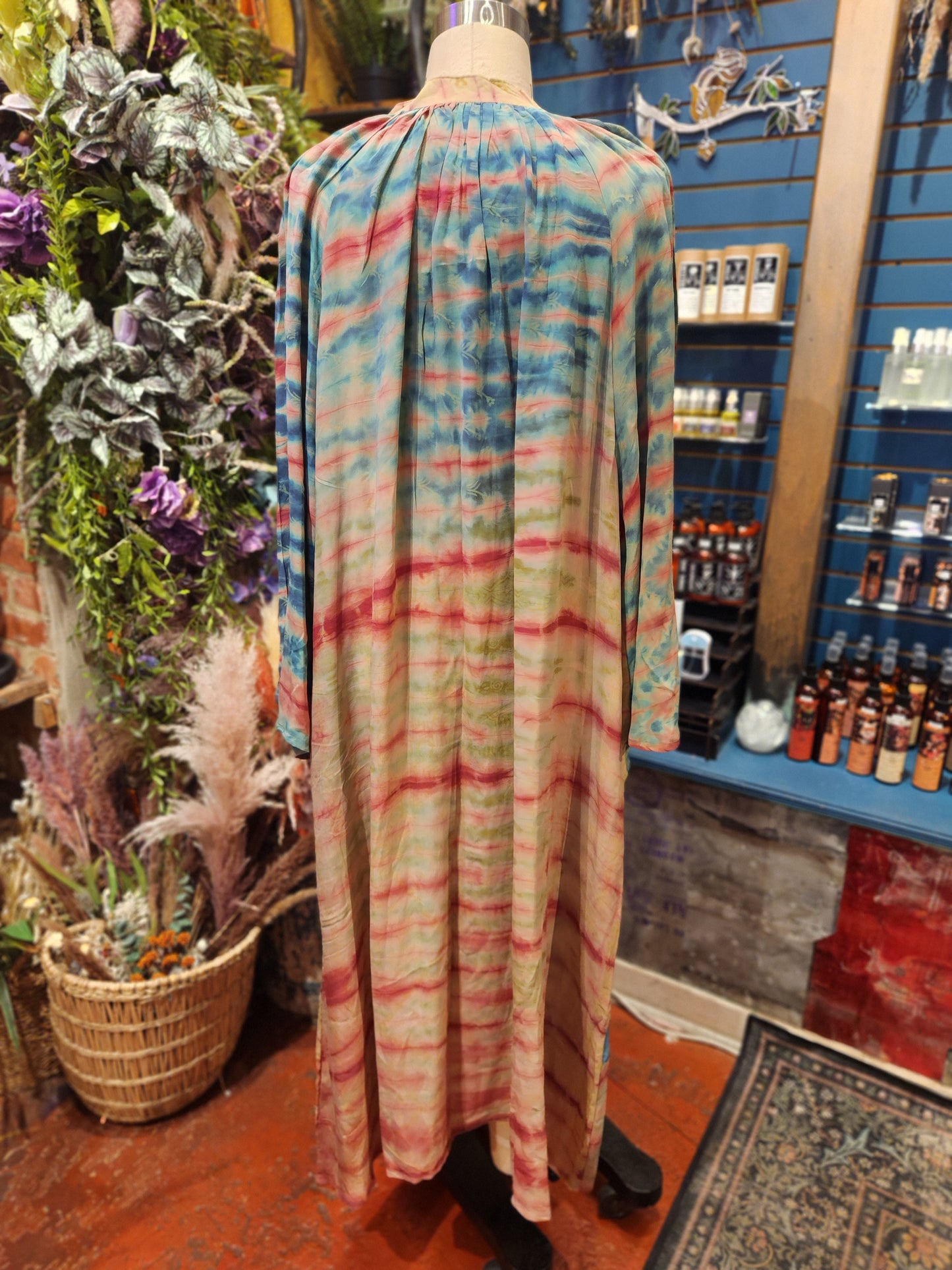 Crepe Sari Woodstock Duster Dress