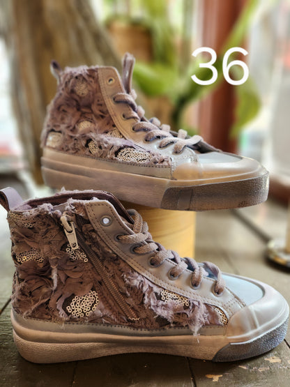 Hand Dyed Floral High Top Sneaker