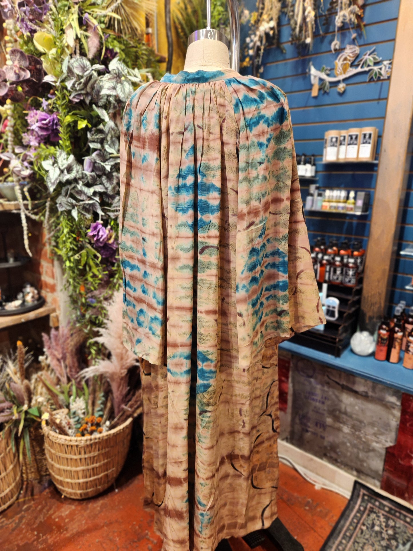 Crepe Sari Woodstock Duster Dress