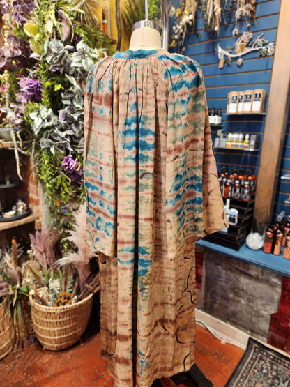 Crepe Sari Woodstock Duster Dress
