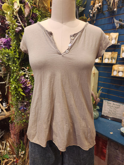 Henley Cotton Summer Top  (multiple colors available )