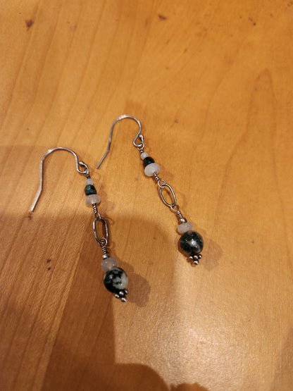 Beaded Drop Earrings - Sterling Silver