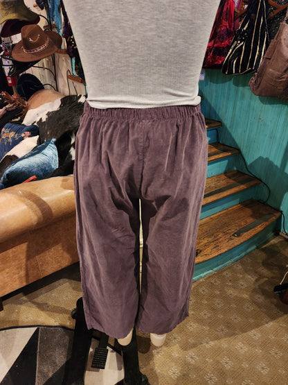 Velvet Side Pleat Pants - Amethyst