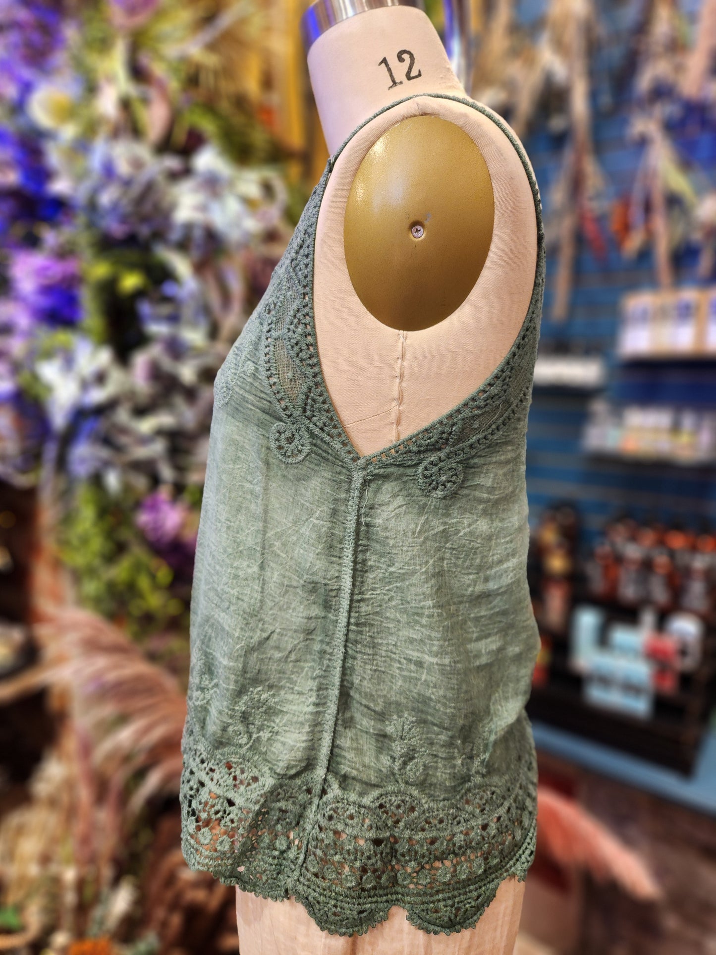 Lace Trim Camisole Stone Wash Tank