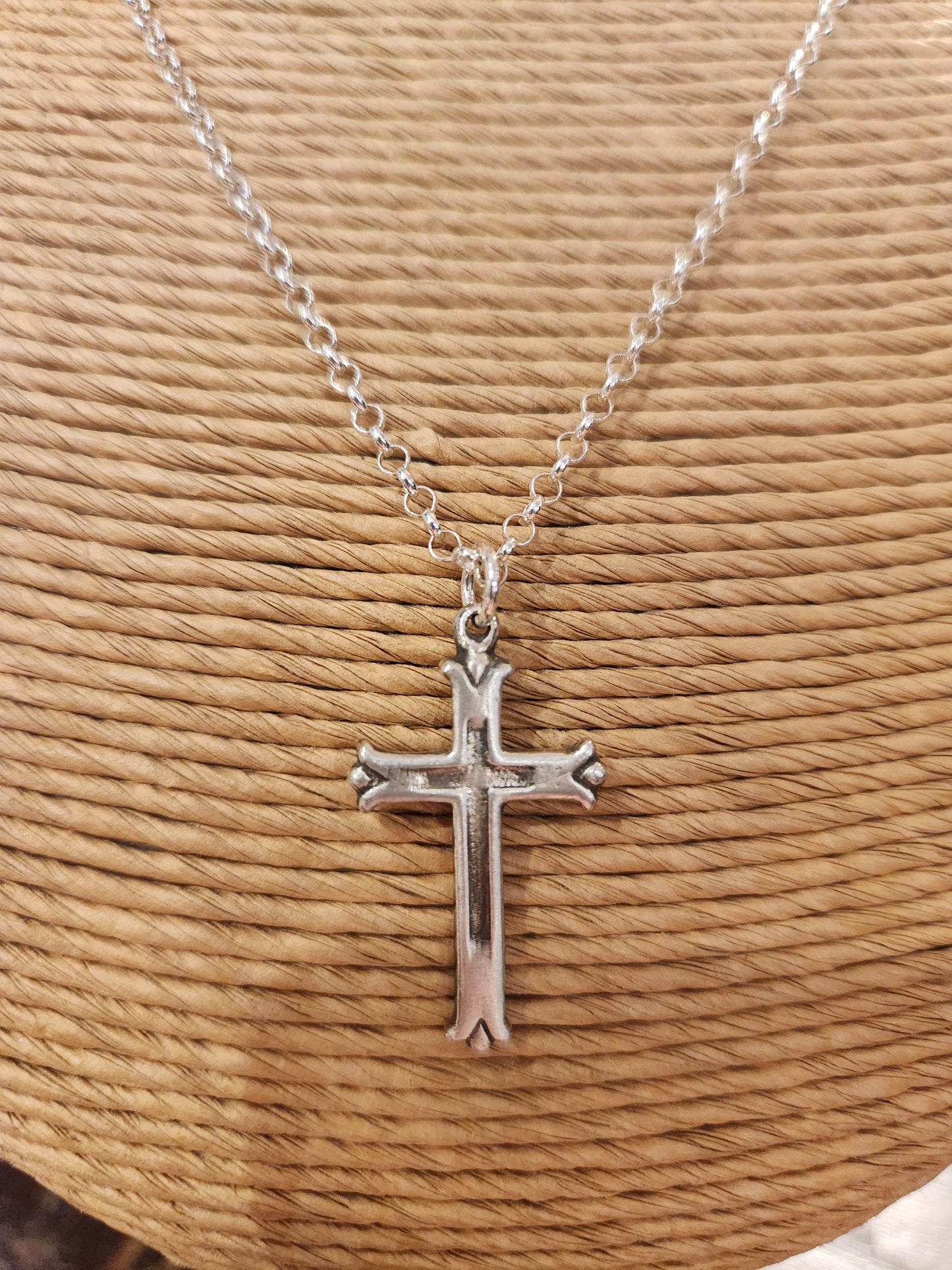 Large Cross Sterling Silver Necklace