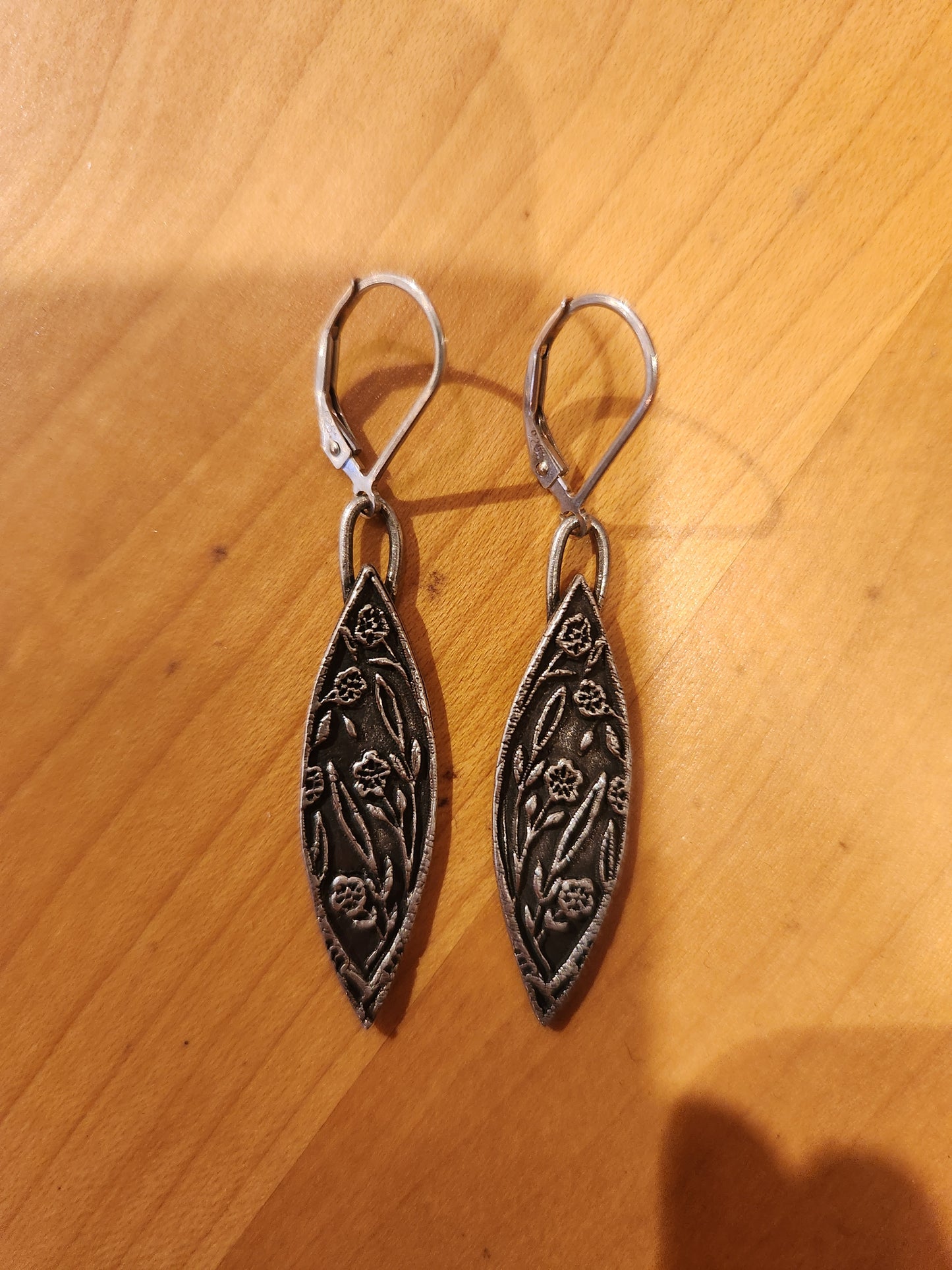 Floral Leaf Earrings - Sterling Silver