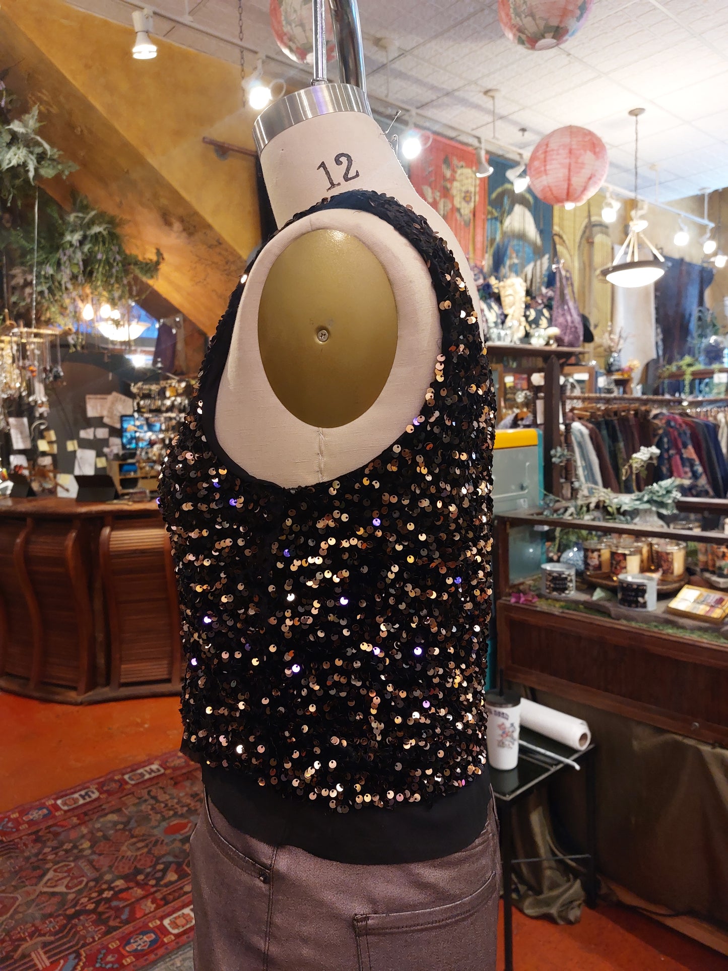 Paillettes Rame Sparkle Tank Top