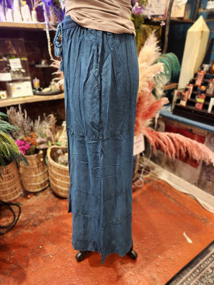 Ruffle bottom Stone Wash Pant  - Free Size ( multiple colors available )