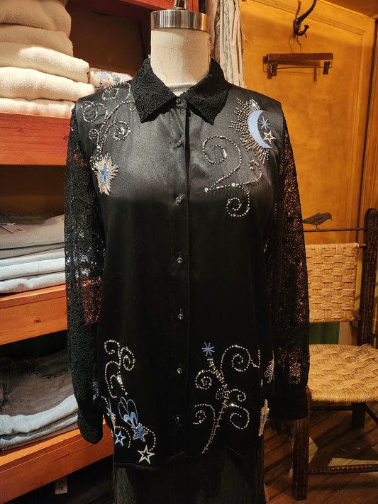 Vanti Embroidered Lace Shirt