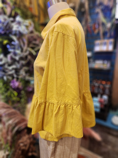 Kleen Linen/ Cotton  Ruffle Crop Jacket