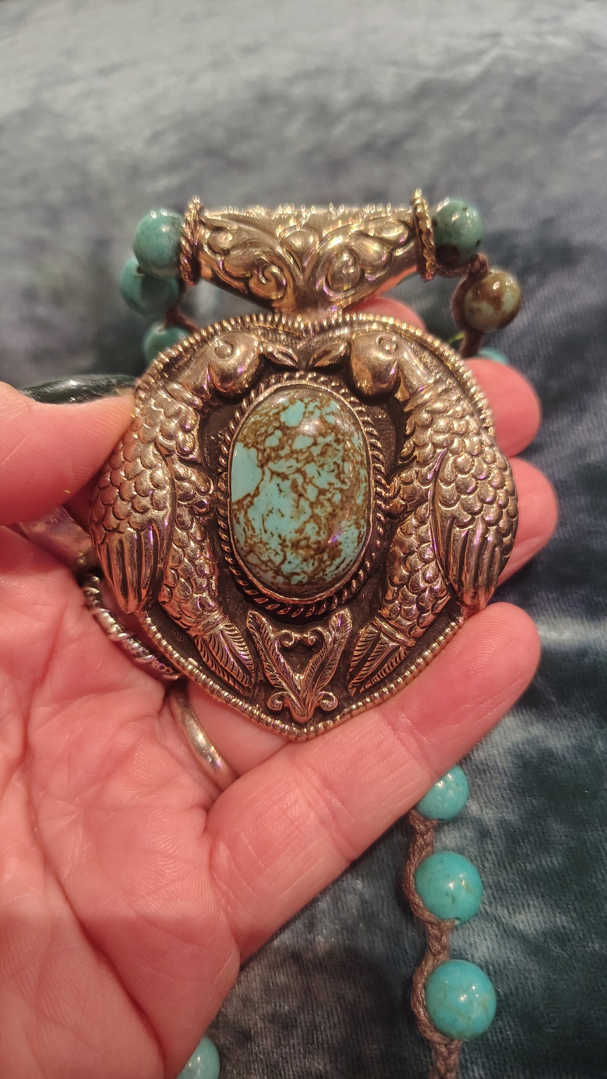 Two Birds Turquoise Necklace