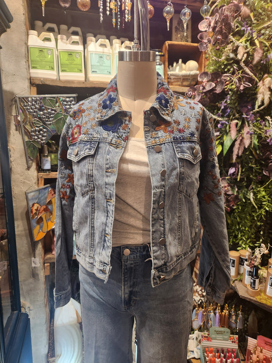Wildflower embroidered denim jacket