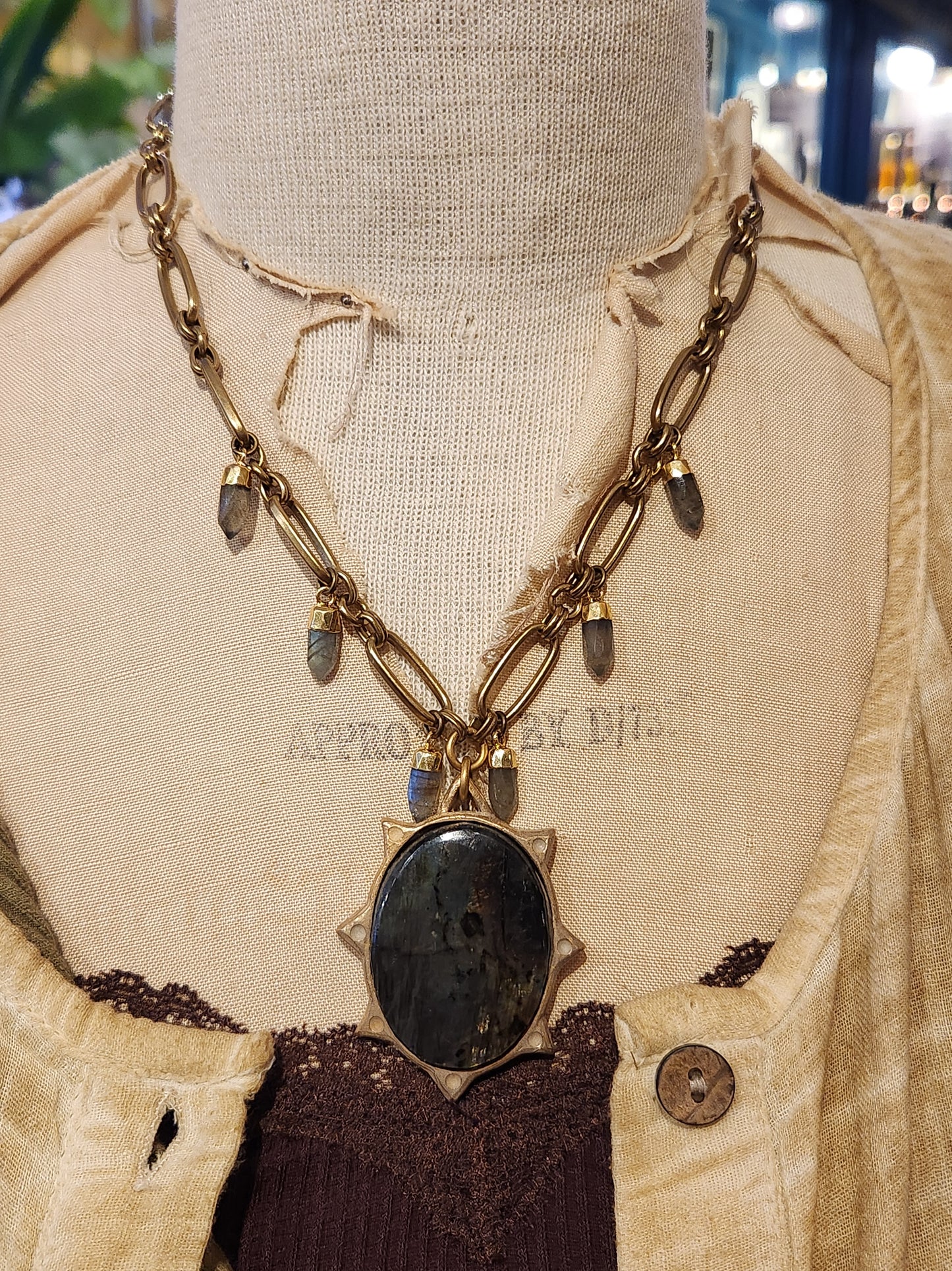 Labradorite Spiked Necklace
