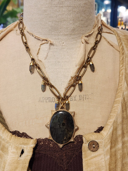 Labradorite Spiked Necklace