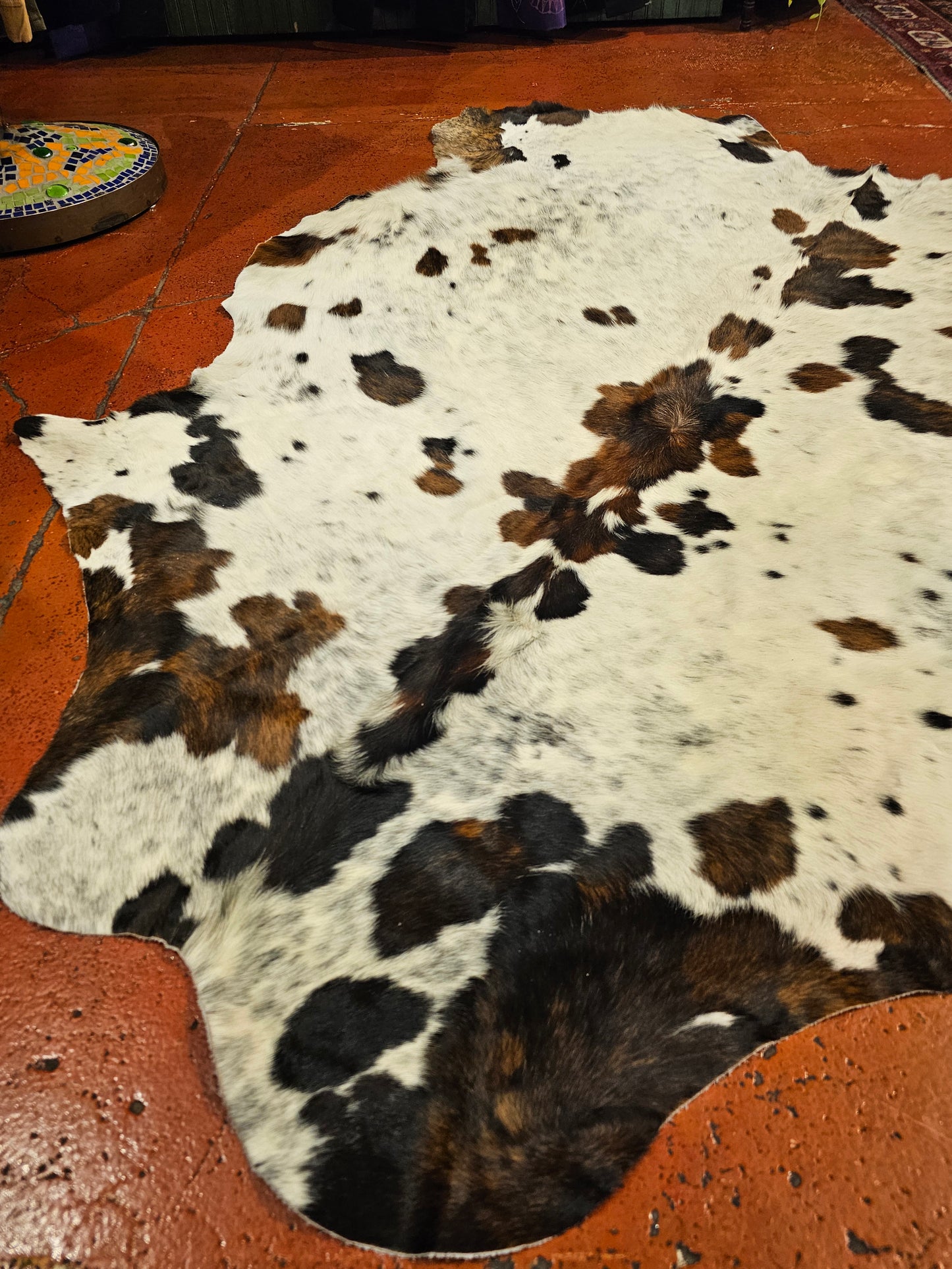 White & Black Speckled Cowhide Rug