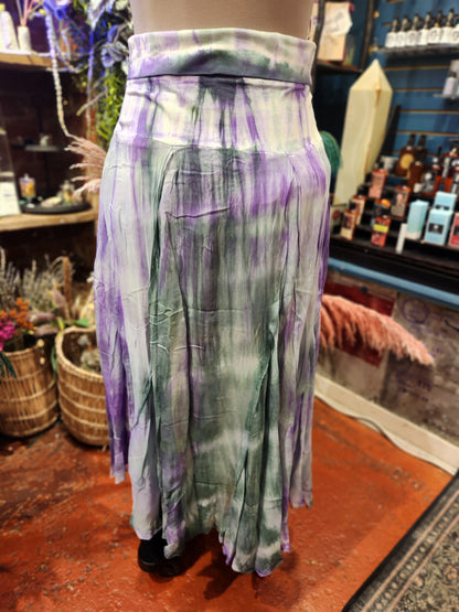 Green/Purple - Tie Dye Maxi Skirt