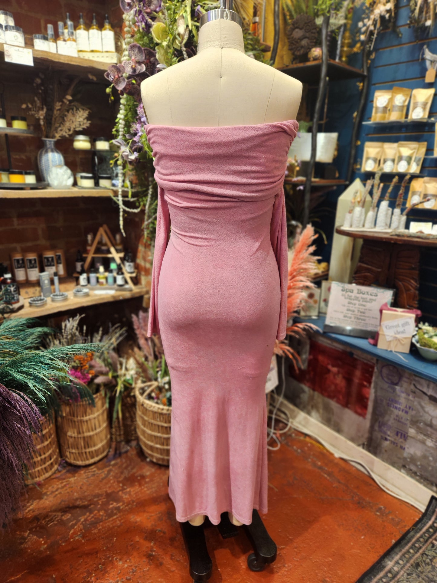 Pink Sunset Off Shoulder Maxi Dress
