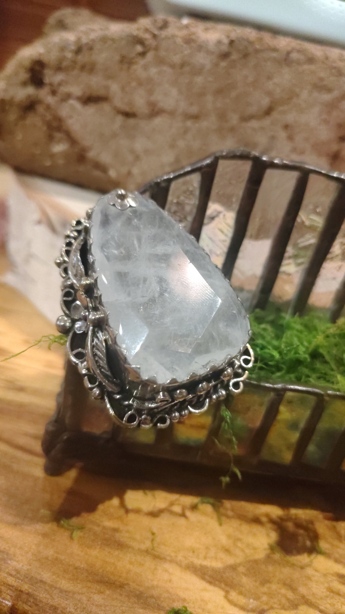 Statement Clear Quartz Ring