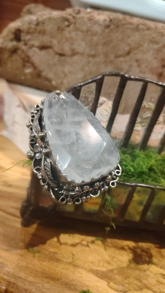 Statement Clear Quartz Ring